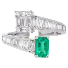 Natural Emerald 0.68cts & Diamond 0.83cts Ring in 14k Gold