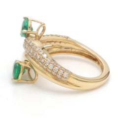 18K Yellow Gold Emerald 0.71ct & Diamond 0.35ct Ring