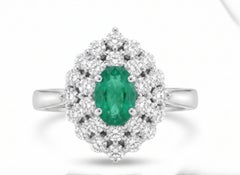 Natural Emerald 0.79CTS & Diamond 0.93CTS Ring in 18k Gold