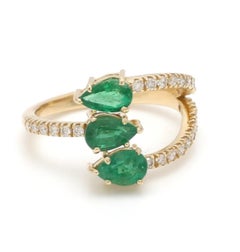 Natural Emerald 1.12cts & Diamond 0.25cts Ring in 14k Gold