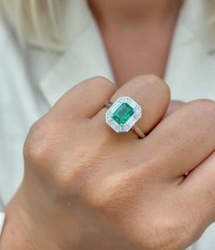 Natural Emerald 1.20cts & Diamond 0.61cts Ring in 14k Gold