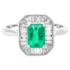 Natural Emerald 1.20cts & Diamond 0.61cts Ring in 14k Gold