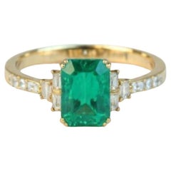 Natural Emerald 1.28cts & Diamond 0.19cts Ring in 14k Gold