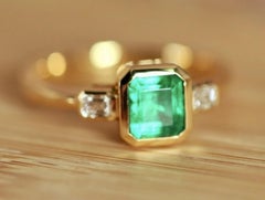 Natural Emerald 1.36cts & Diamond 0.19cts Ring in 14k Gold