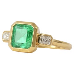 Natural Emerald 1.36cts & Diamond 0.19cts Ring in 14k Gold