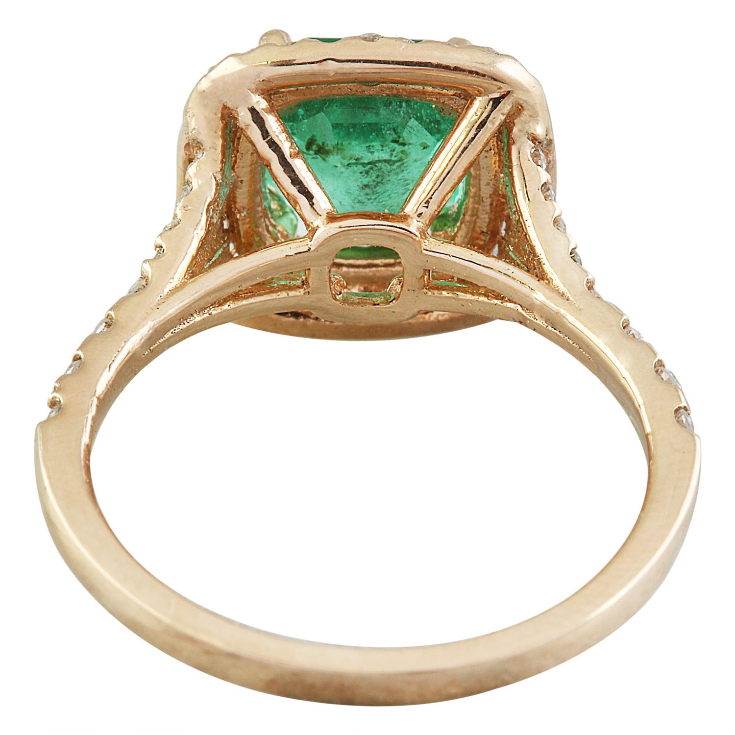 Women's Natural Emerald Diamond Ring In 14 Karat Rose Gold  For Sale