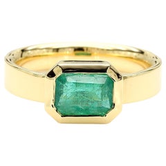 Natural Emerald 1.41 Carat TW Yellow Gold Cocktail Ring