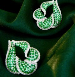 Natural Emerald 1.58cts & Diamond 0.46cts Earring in 14k Gold