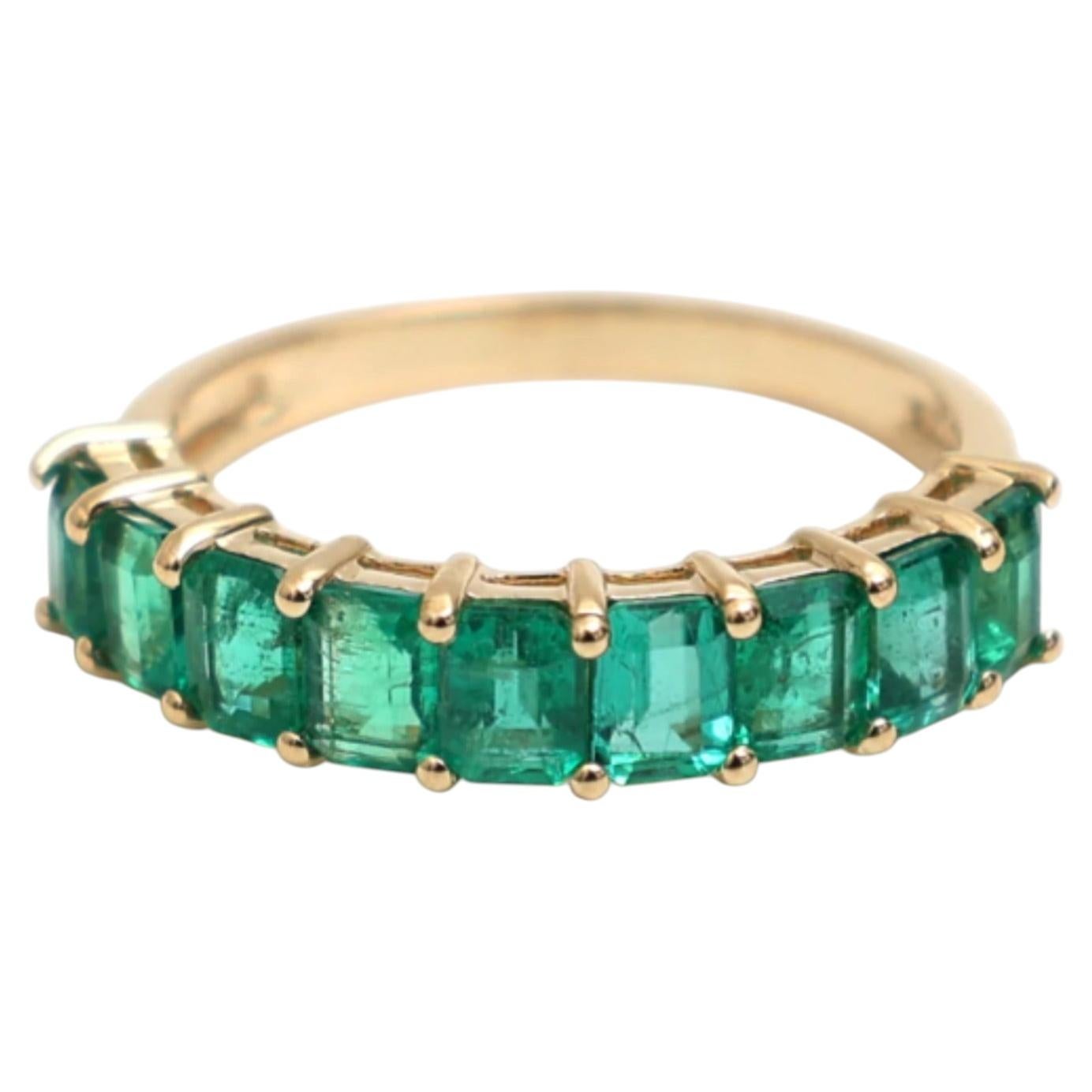 Anillo con esmeralda natural de 1,68 ct, corte Asscher, en oro amarillo de 14K, India