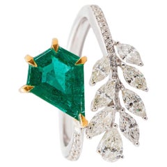 Natürlicher Smaragd 1,82cts & Diamant 0,85cts Ring in 18k Gold