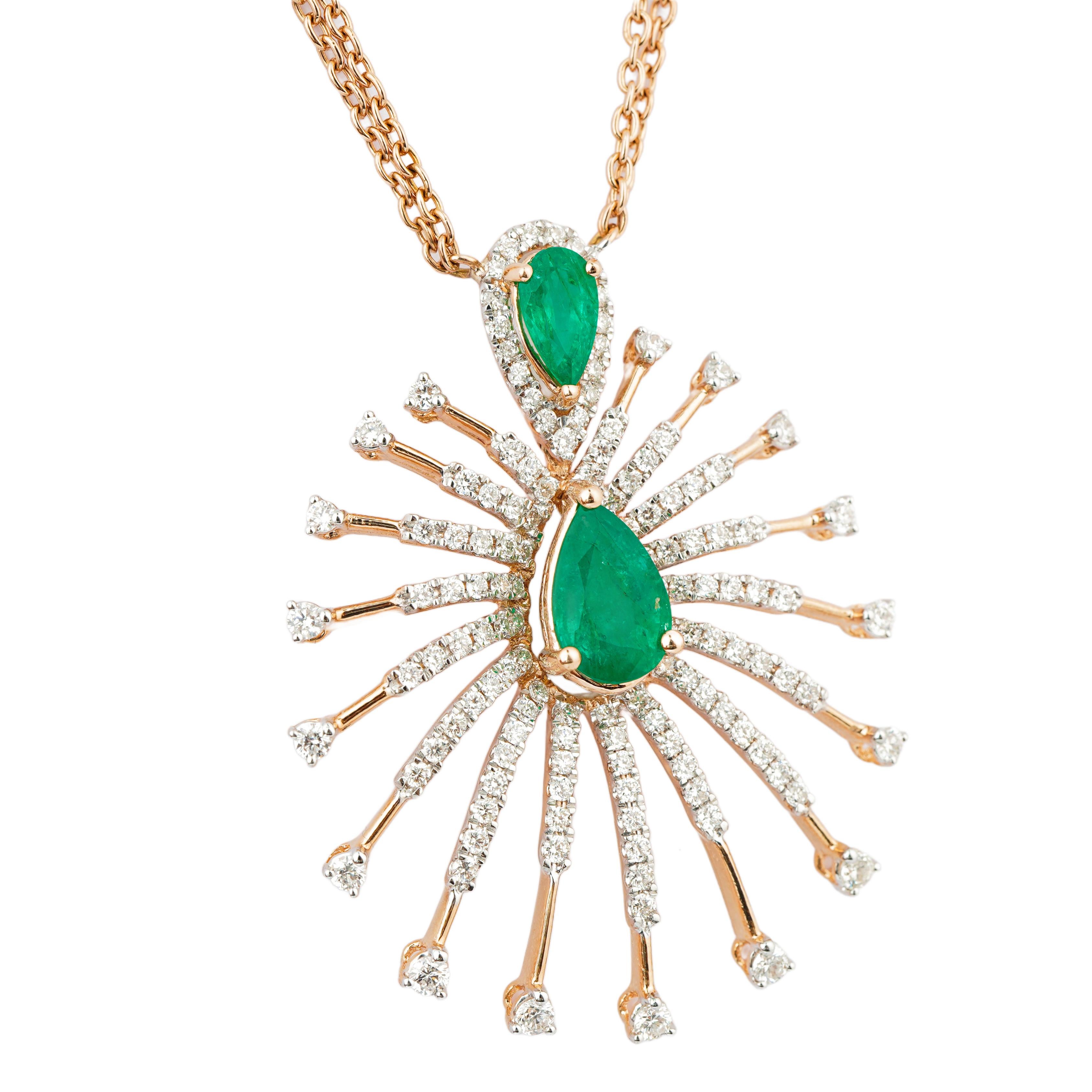 Natürlicher Smaragd 1,87cts & Diamant 1,34cts Anhänger in 18k Gold im Zustand „Neu“ im Angebot in New York, NY
