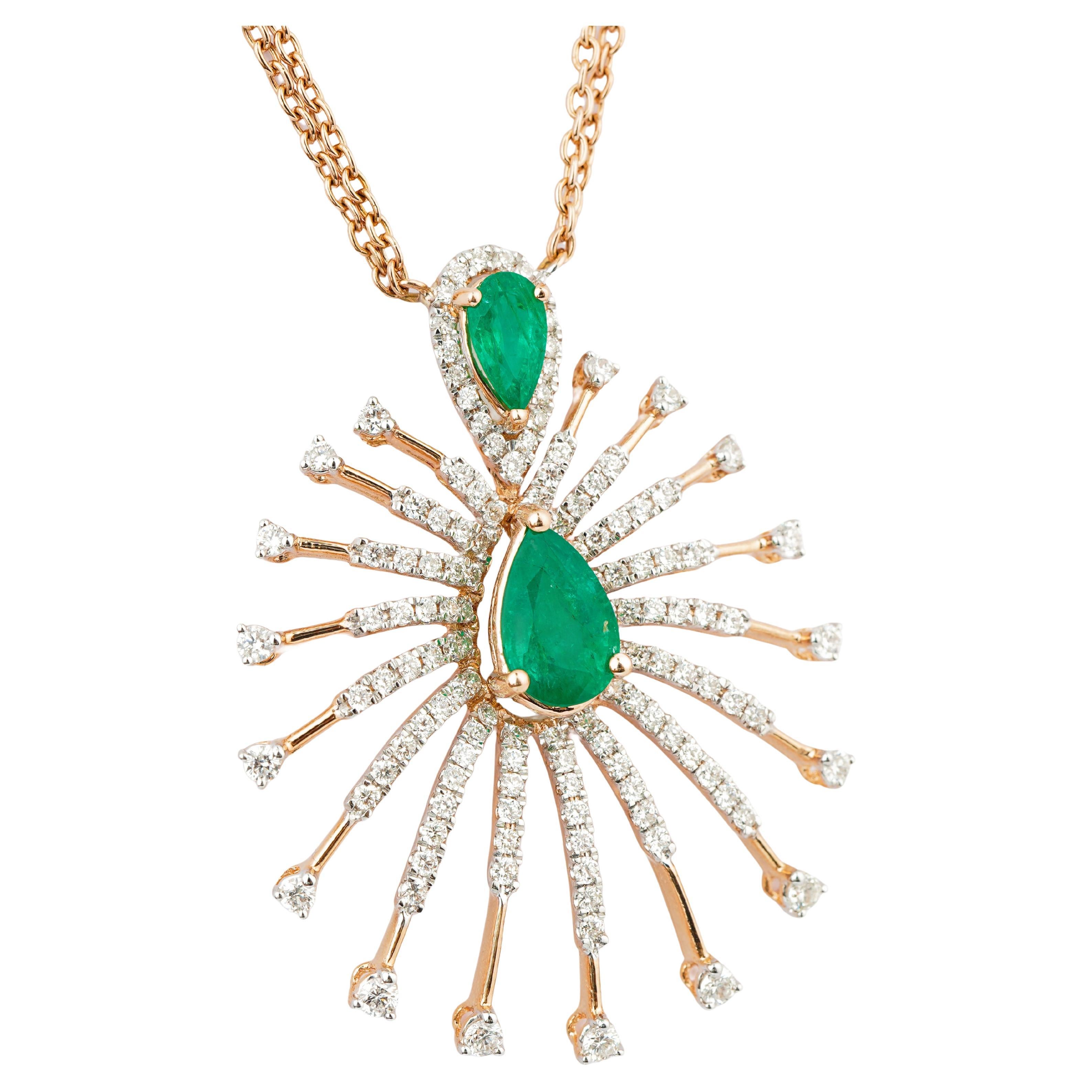 Colgante de esmeralda natural de 1,87cts, diamante de 1,34cts en oro de 18k