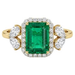 Natural Emerald 2.06CTS & Diamond 1.02CTS Ring in 18k Gold