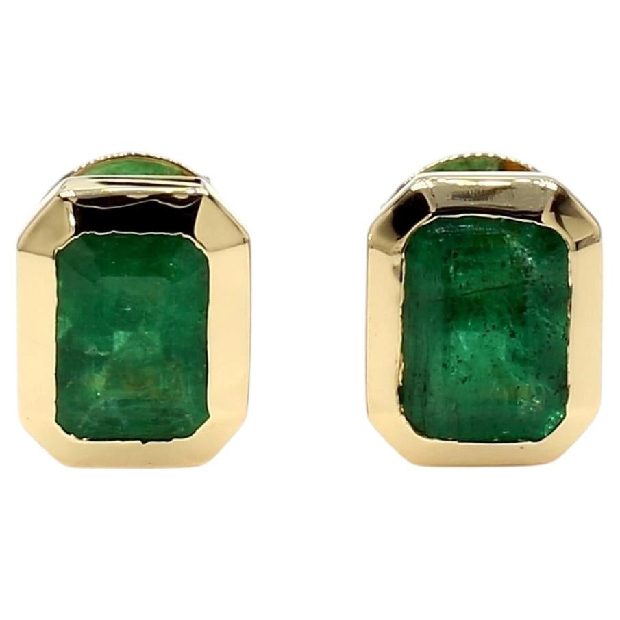 Natural Emerald 2.07 Carat TW Gold Stud Earrings