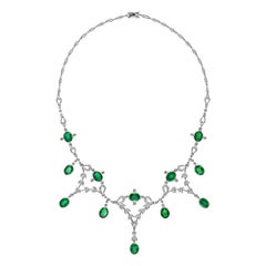 Natural Emerald 20.79 Carat Diamond 3.21 Carat Necklace