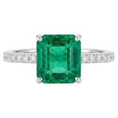 Natural Emerald 2.19CTS & Diamond 0.13CTS Ring in 18k Gold