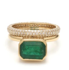 Natural Emerald 2.87cts & Diamond 0.70cts Ring in 14k Gold