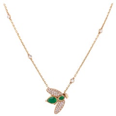 Vintage Natural Emerald 3 Carat and Diamond 18 Karat Gold Bee Pendant