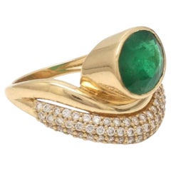 Natural Emerald 3.01cts & Diamond 0.56cts Ring in 14k Gold