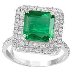 Natural Emerald 4 CTS & Diamond 2.3 CTS Ring