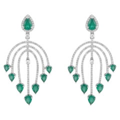 Emerald 4.88ct & Diamond 1.59ct Stud Earrings in 14K Gold, New