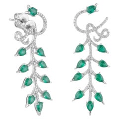 Natural Emerald 5.81CTS & Diamond 0.88CTS Earring in 14k Gold