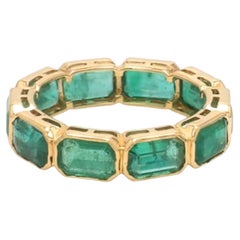 Bague en or 14 carats sertie d'une émeraude naturelle de 5 carats, taille Asscher, Inde, neuve