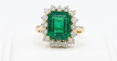 Natural Emerald 6.54CTS & Diamond 1.25CTS Ring in 18k Gold