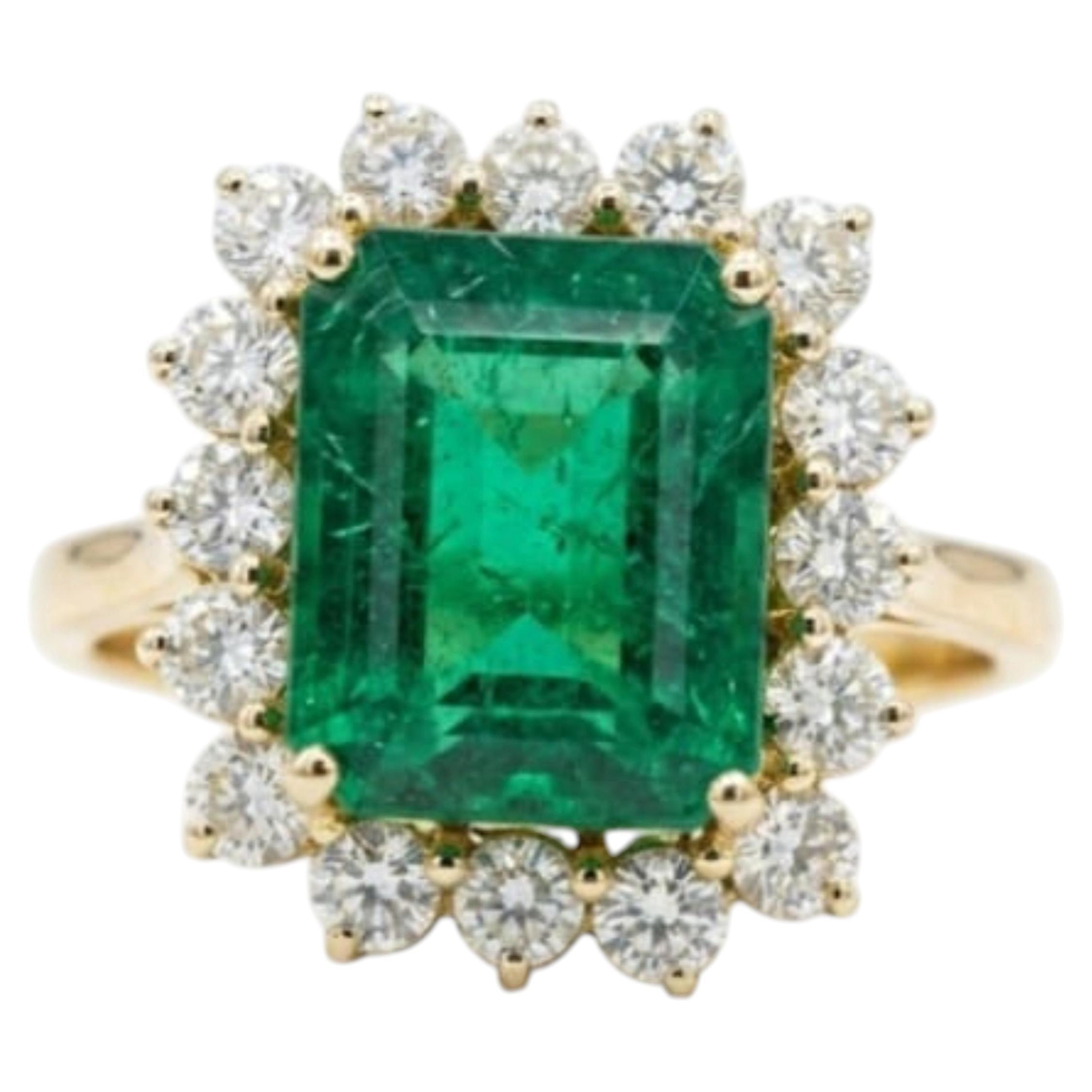 Natural Emerald 6.54CTS & Diamond 1.25CTS Ring in 18k Gold