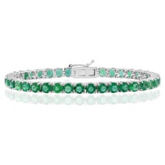 Armband im Tennis-Stil mit natürlichem Smaragd (9,69 Karat) in 18-karätigem Gold, Indien, neu