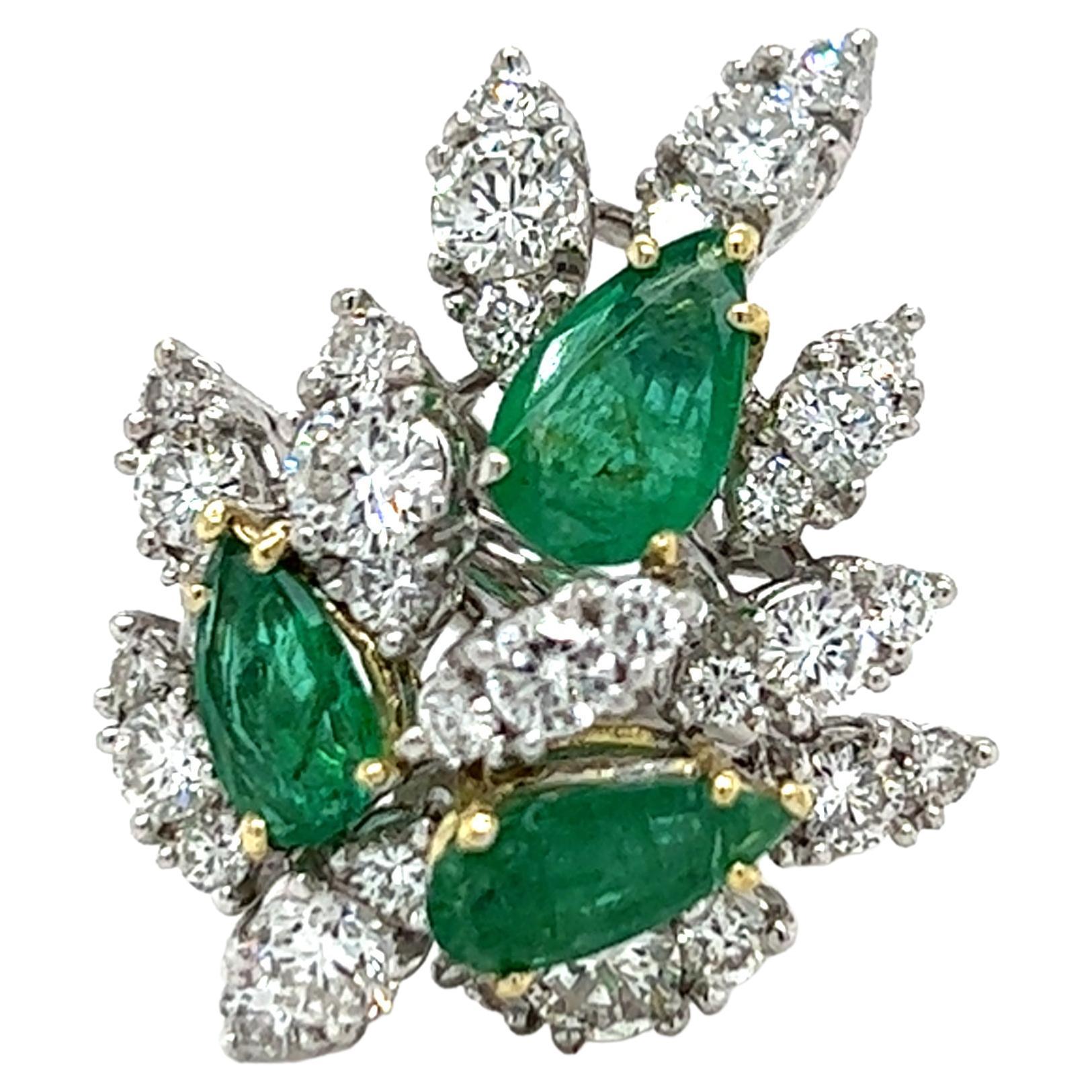 Natural Emerald and 2.5 CTW Diamond Ring with Superfit Shank, 1970s For  Sale at 1stDibs
