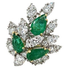 Natural Emerald and 2.5 CTW Diamond Ring with Superfit Shank, 1970s