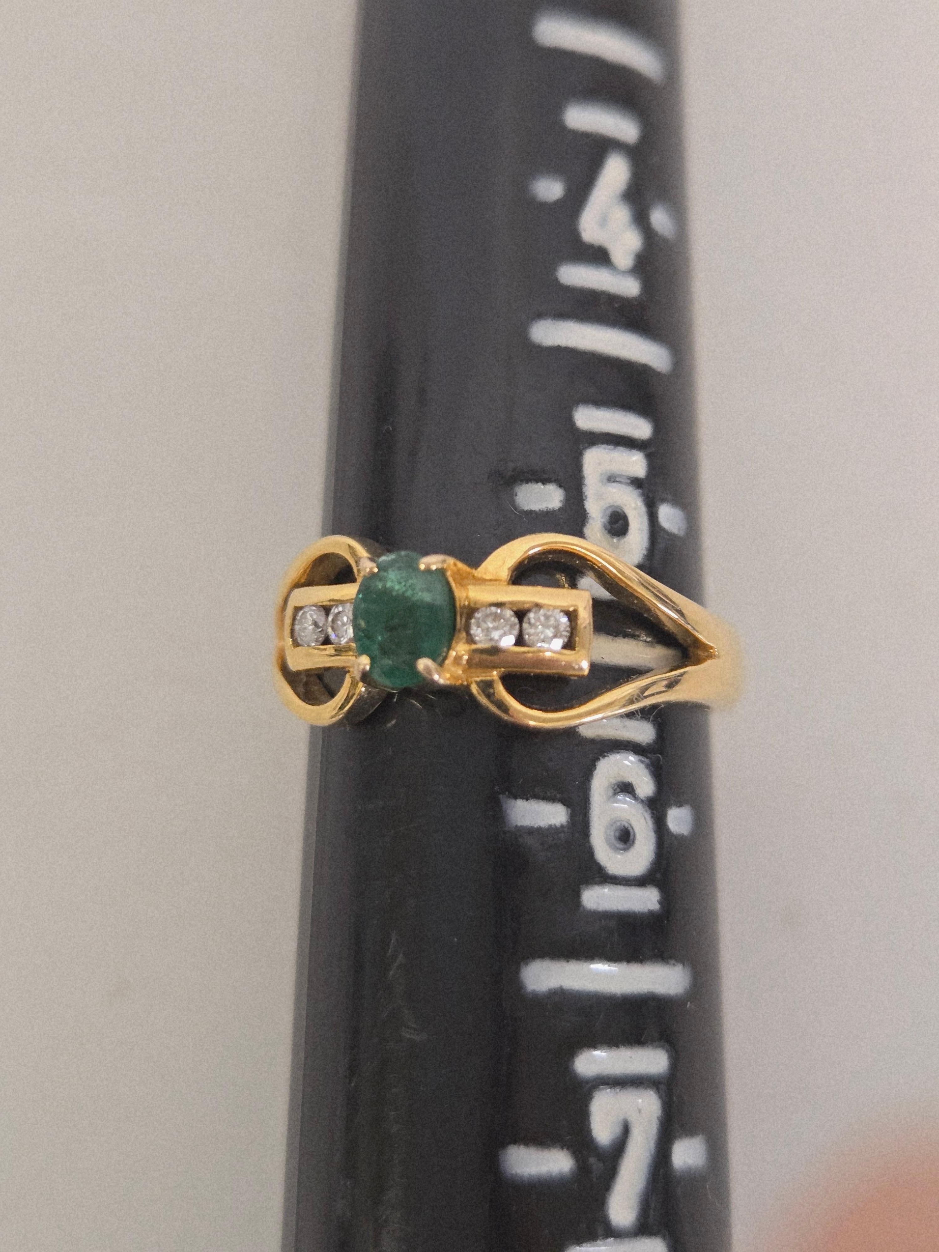Bague en or 18K faite à la main, émeraude naturelle et diamant en vente 5