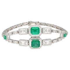 Bracelet en or 18 carats, émeraude naturelle et diamants