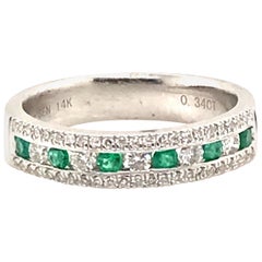 Natural Emerald and Diamond Channel Band