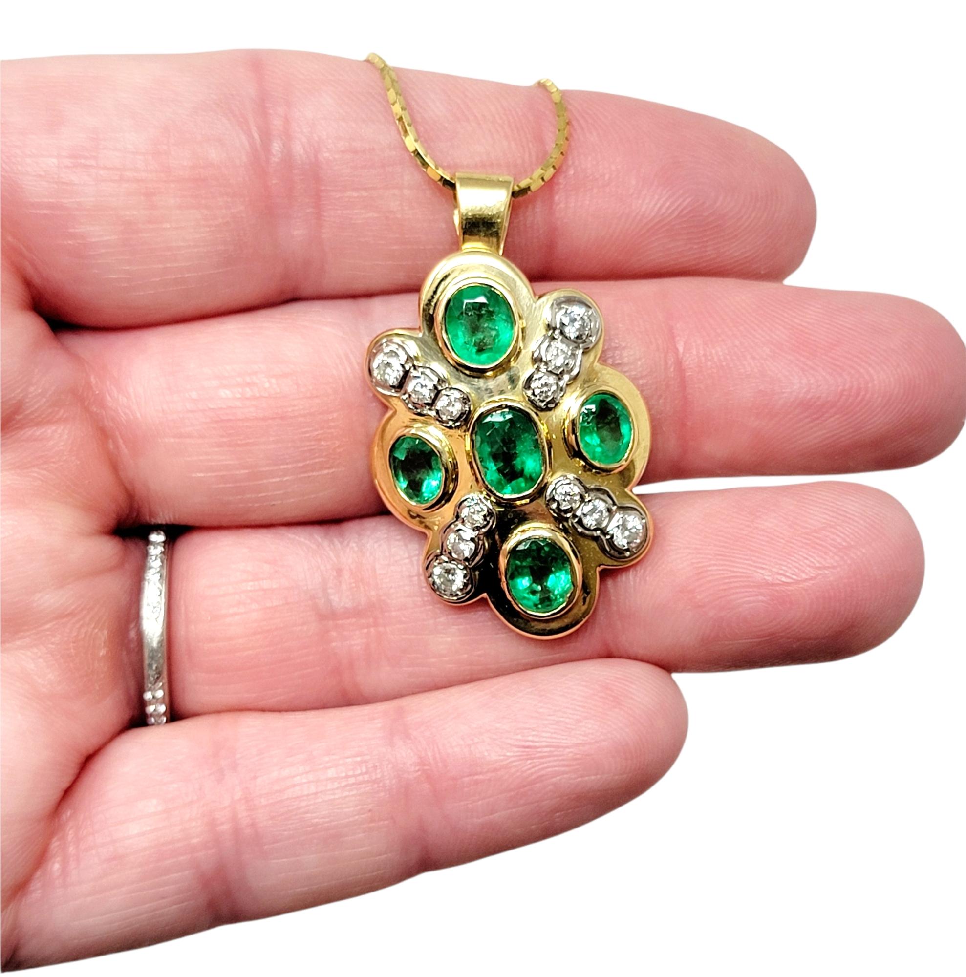 Natural Emerald and Diamond Convertible Ring / Pendant in 18 Karat Yellow Gold For Sale 5