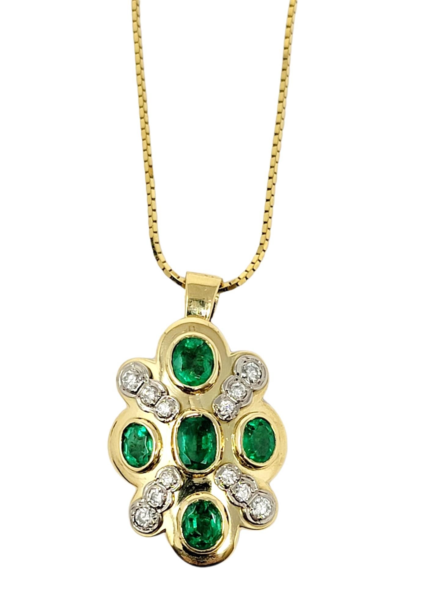 Natural Emerald and Diamond Convertible Ring / Pendant in 18 Karat Yellow Gold For Sale 6