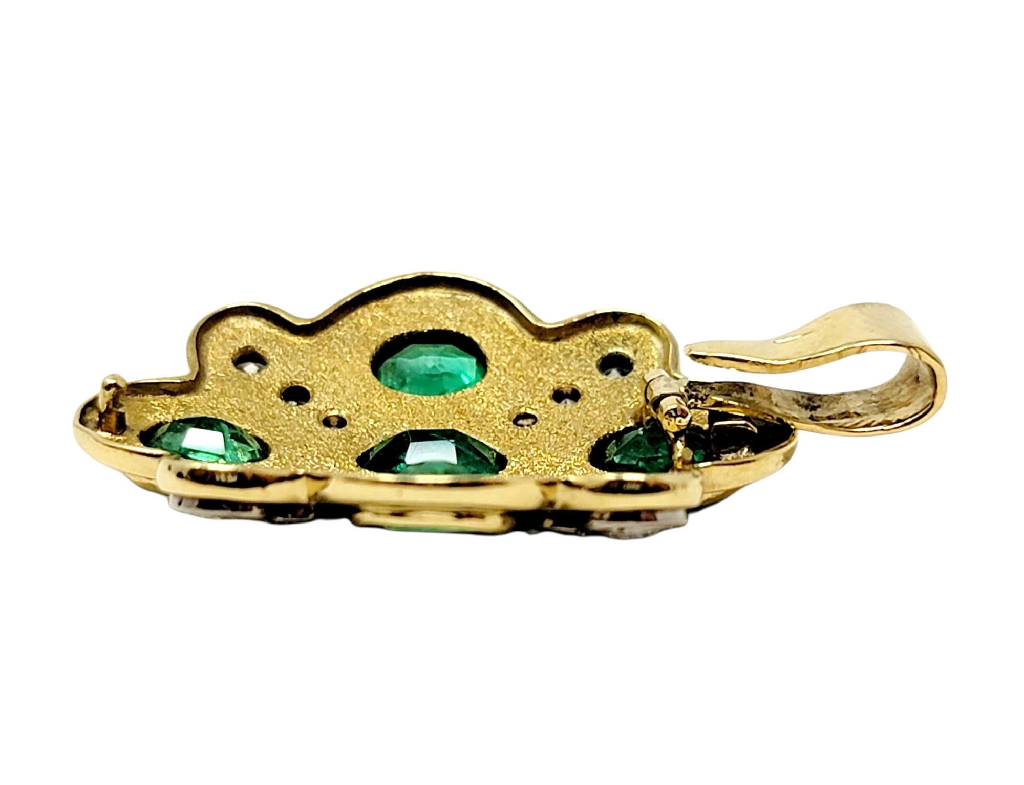 Natural Emerald and Diamond Convertible Ring / Pendant in 18 Karat Yellow Gold For Sale 8