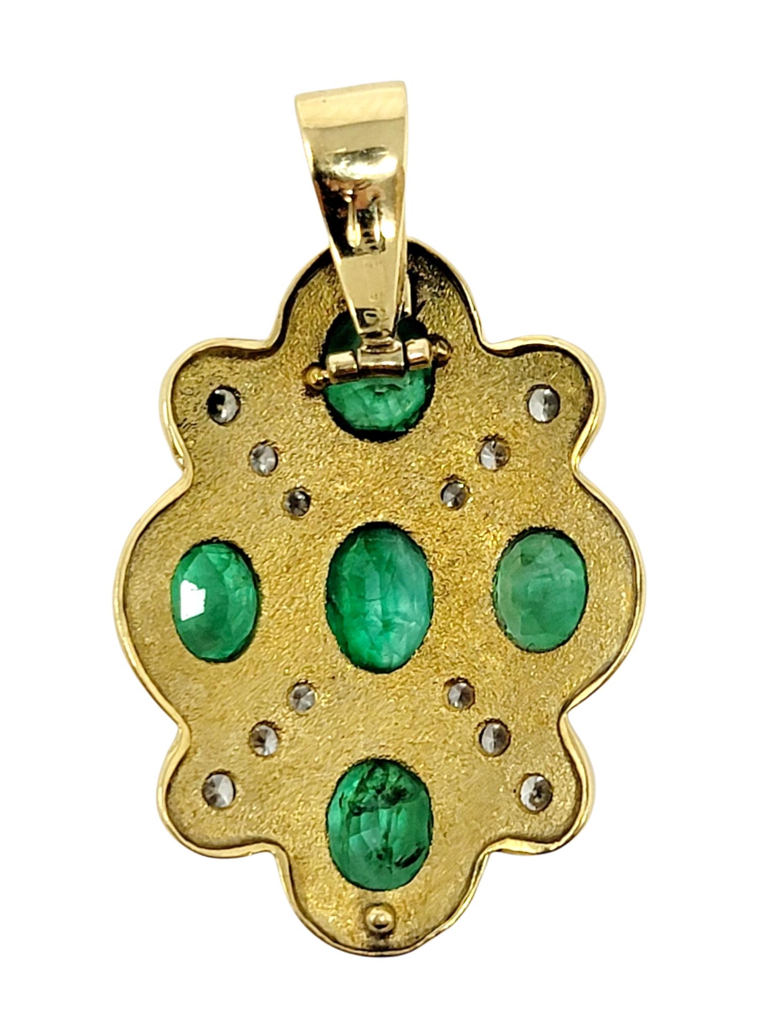 Natural Emerald and Diamond Convertible Ring / Pendant in 18 Karat Yellow Gold For Sale 8