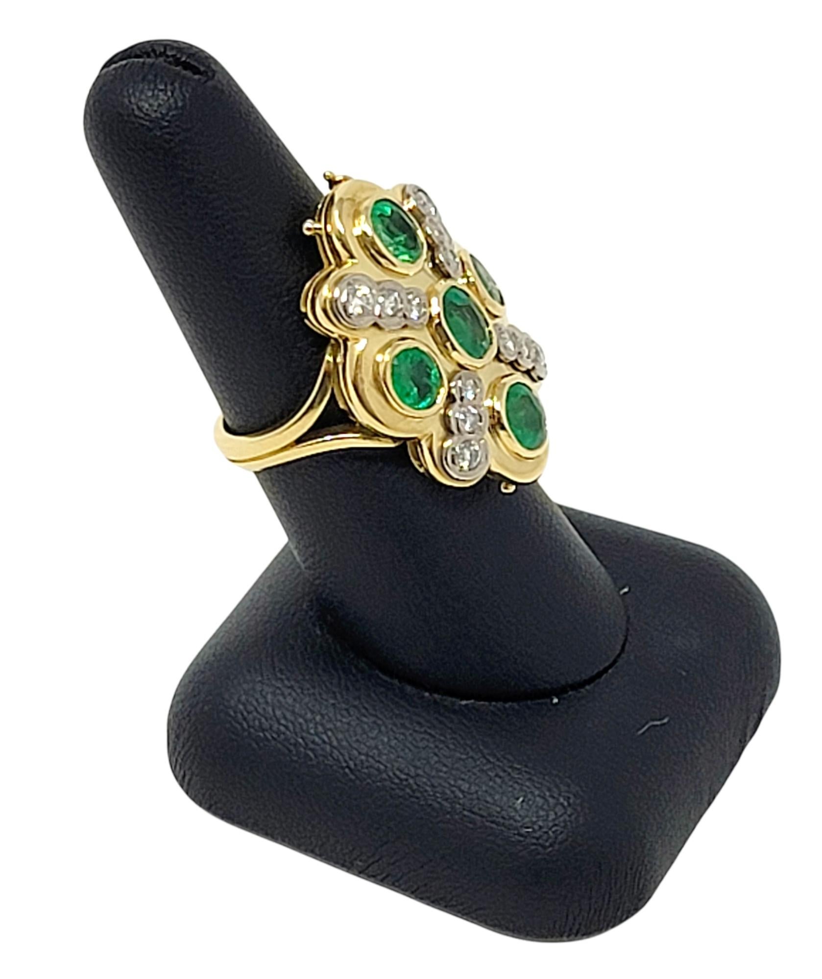 Natural Emerald and Diamond Convertible Ring / Pendant in 18 Karat Yellow Gold For Sale 1
