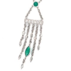 Elegantes Goldcollier mit natürlichem Smaragd und Diamant