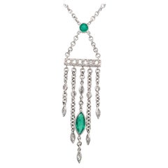 Natural Emerald and Diamond elegant gold necklace