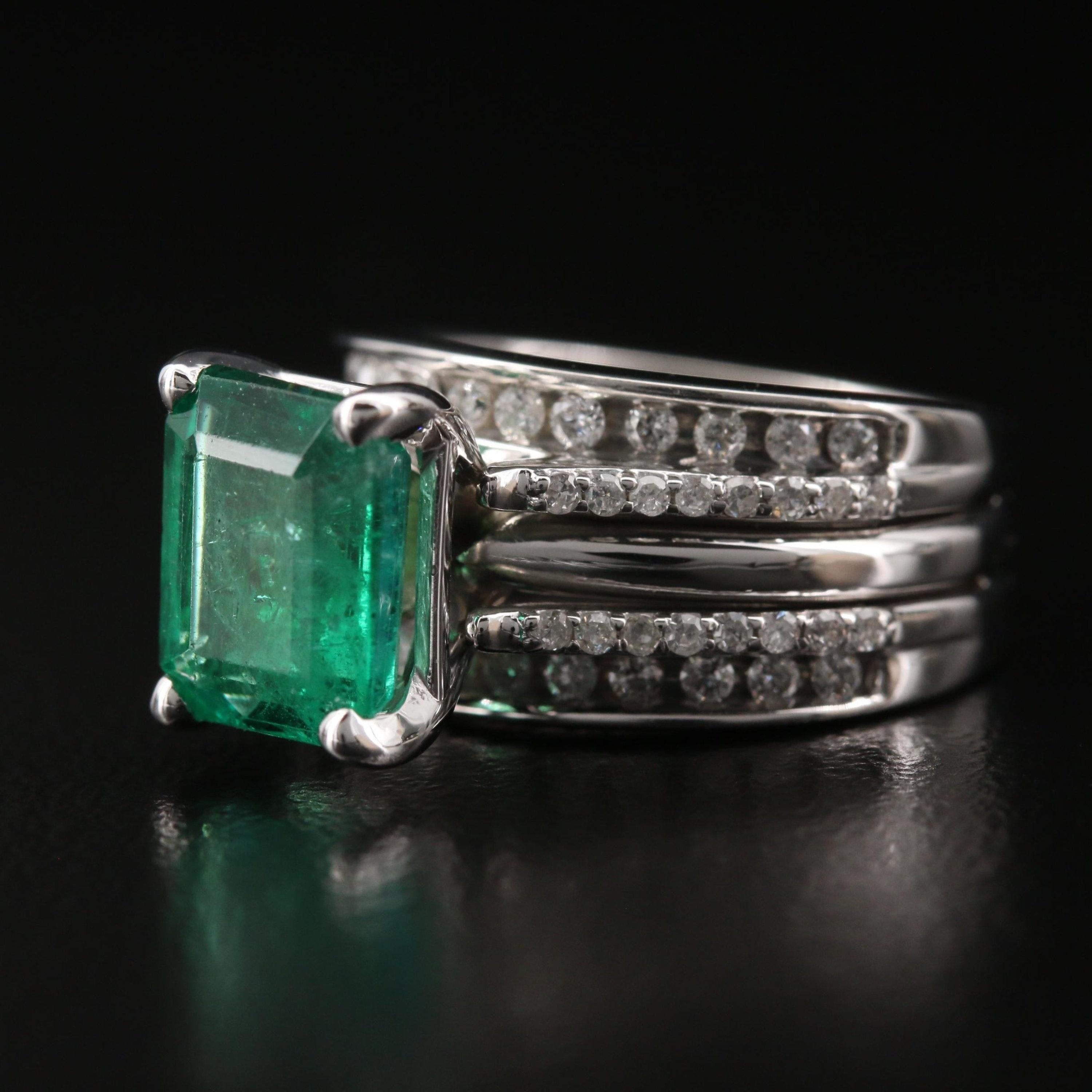 Im Angebot: Zertifizierter 4 Karat natürlicher Smaragd- und Diamant-Verlobungsring, Ewigkeitsring () 5