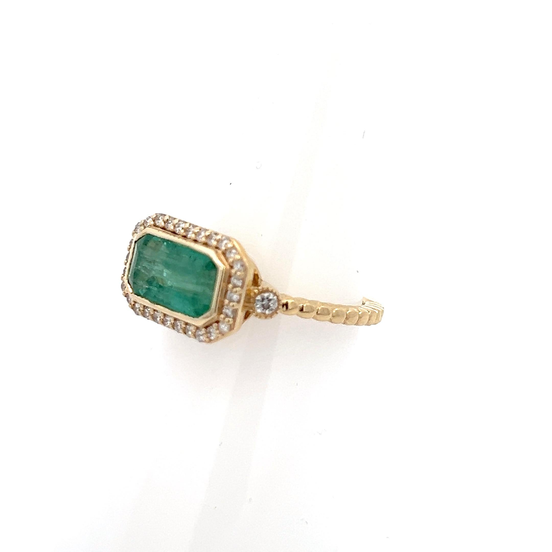Natural Emerald and Diamond Ring 6.5 14k Y Gold 2.32 TCW Certified For Sale 5