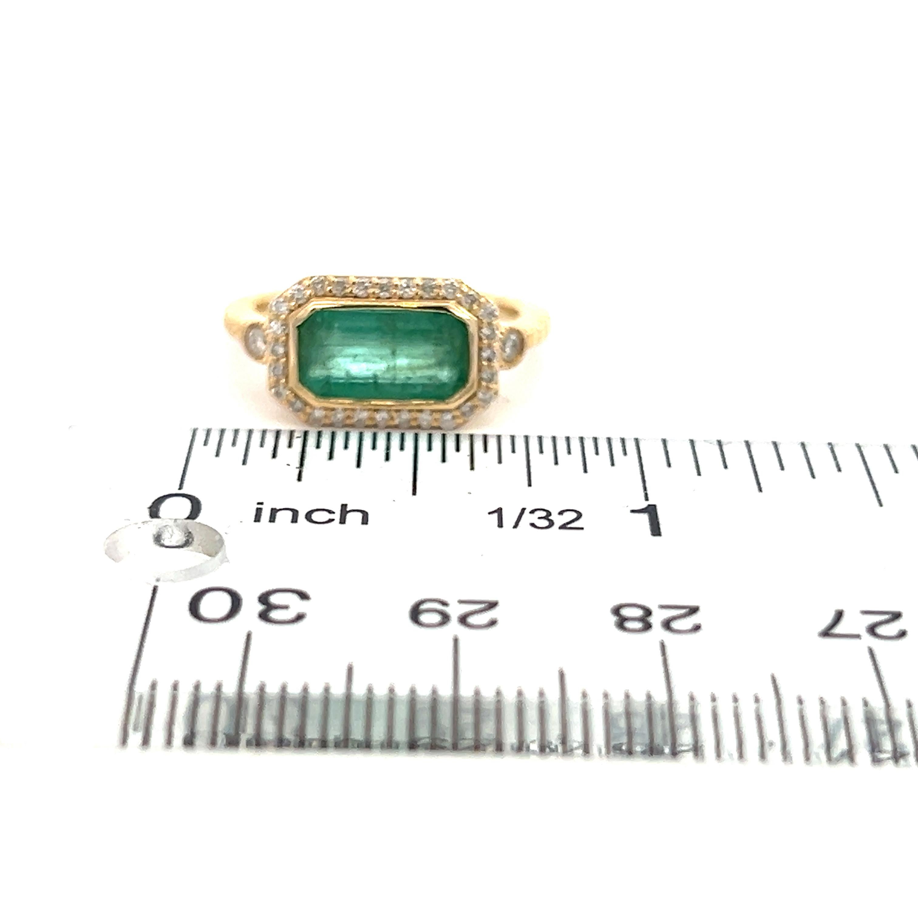 Natural Emerald and Diamond Ring 6.5 14k Y Gold 2.32 TCW Certified For Sale 7