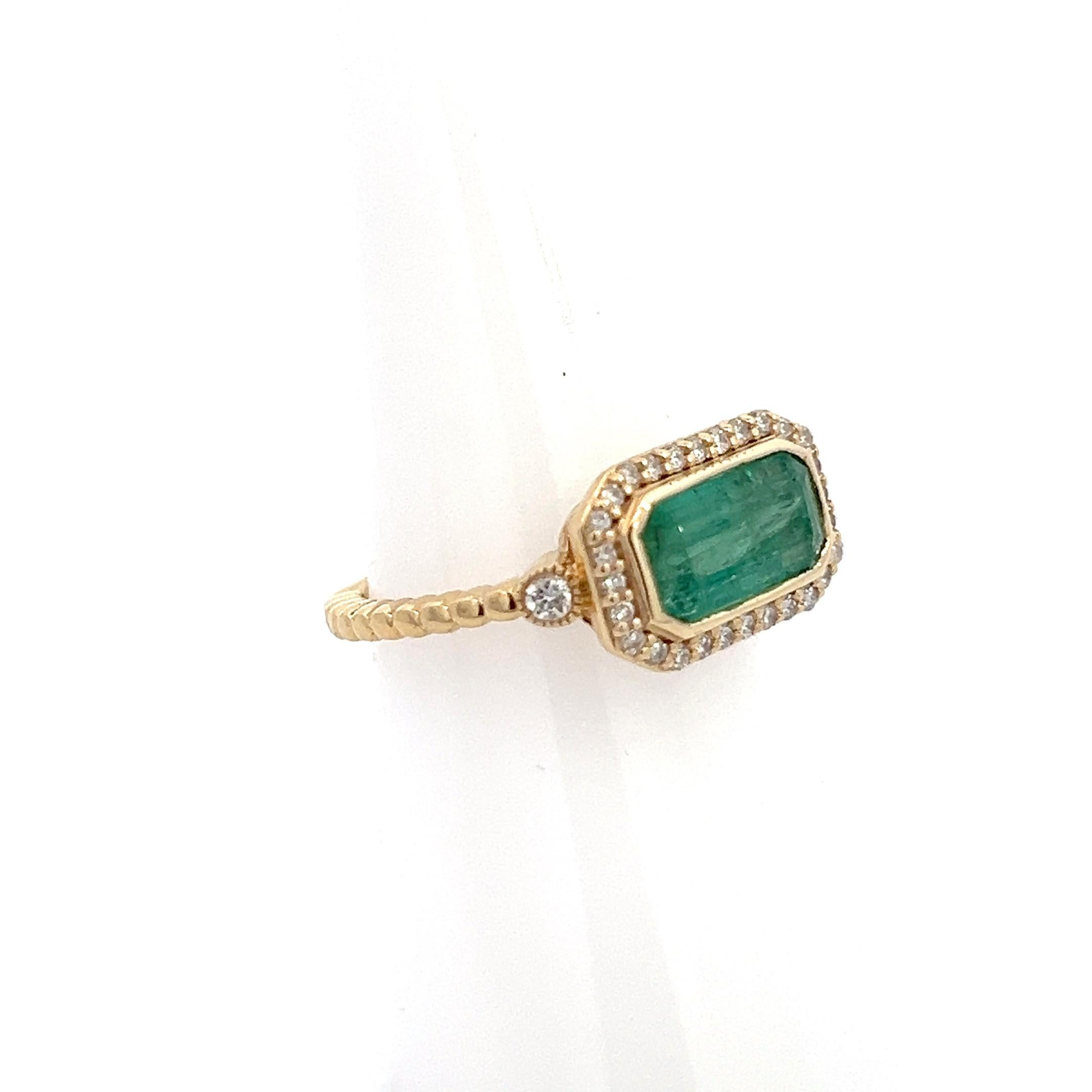 Women's Natural Emerald and Diamond Ring 6.5 14k Y Gold 2.32 TCW Certified For Sale