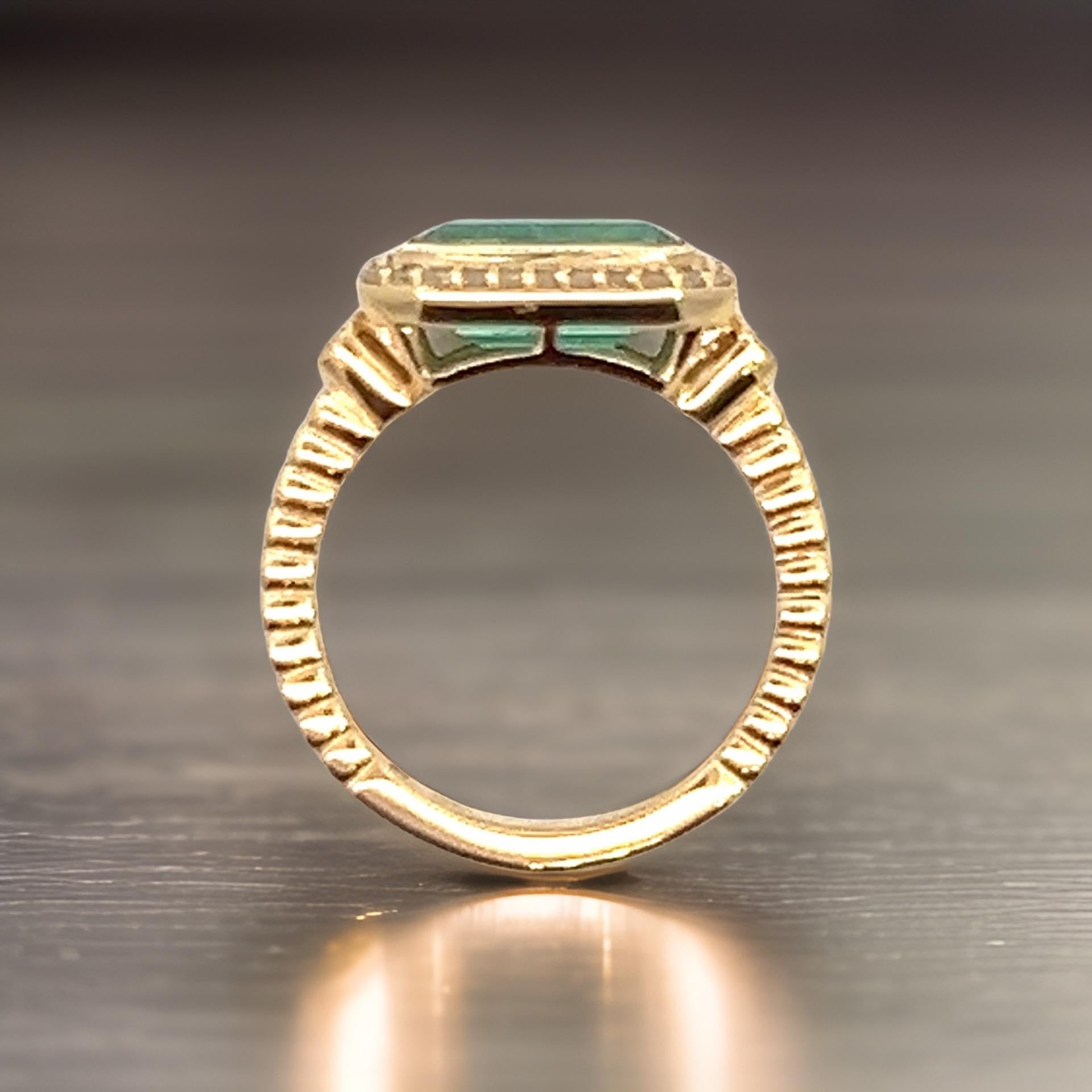 Natural Emerald and Diamond Ring 6.5 14k Y Gold 2.32 TCW Certified For Sale 2