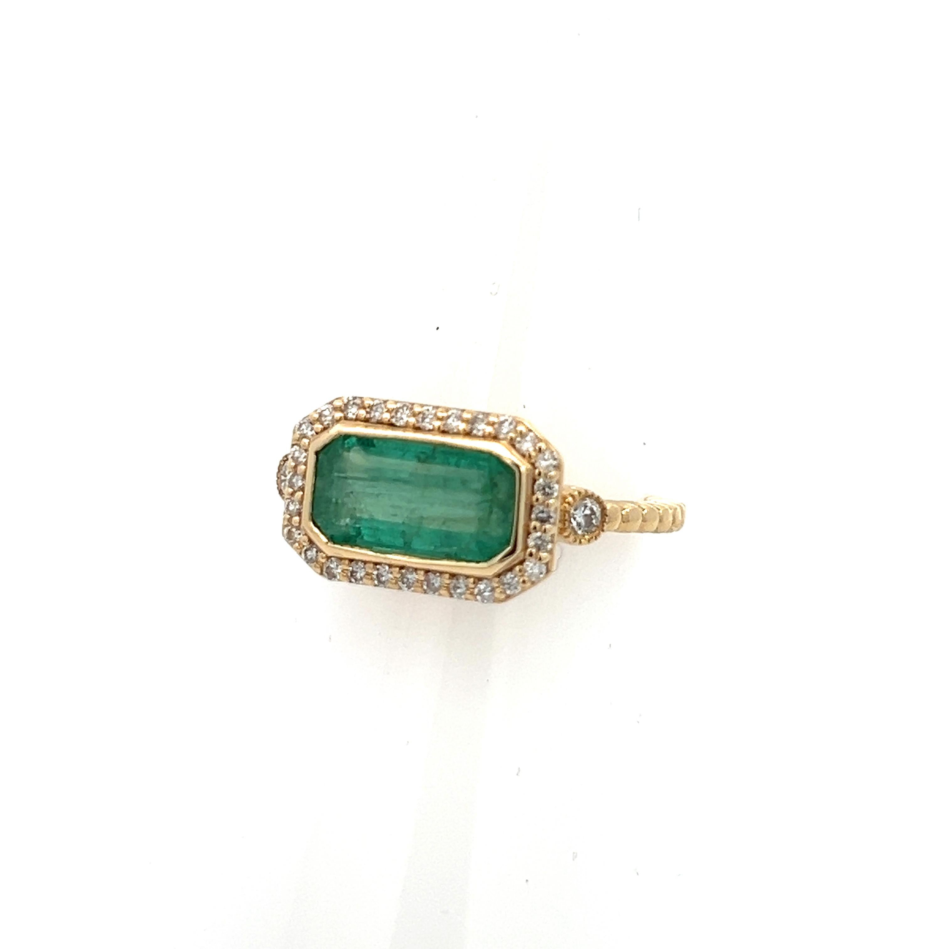 Natural Emerald and Diamond Ring 6.5 14k Y Gold 2.32 TCW Certified For Sale 3