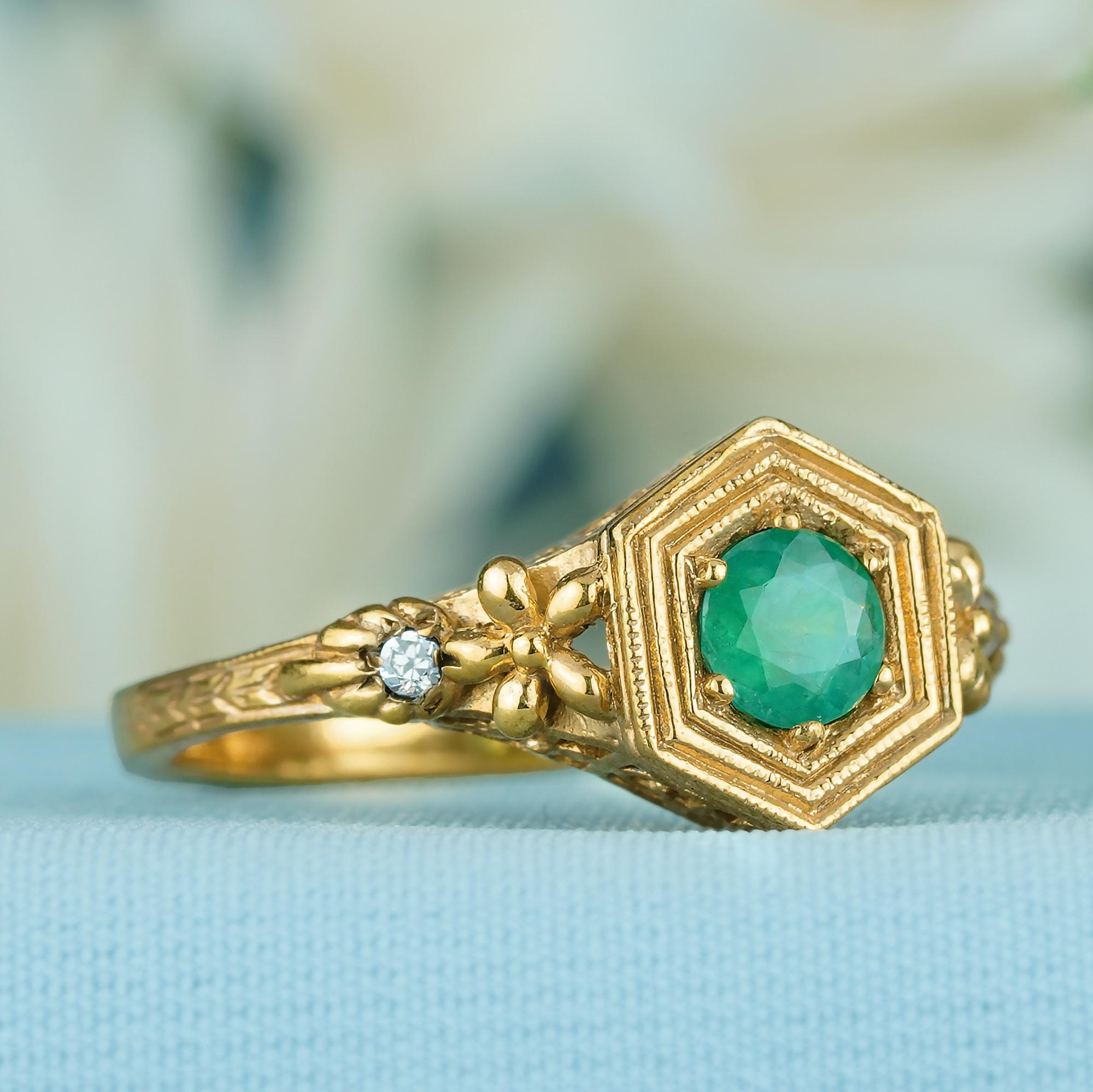 Add a delicate and unique aesthetic to your hand with this filigree ring by GEMMA FILIGREE. Our antique design gold filigree rings equate to delicacy and light openwork, while maintains strength for everyday wear for a lifetime.

This striking