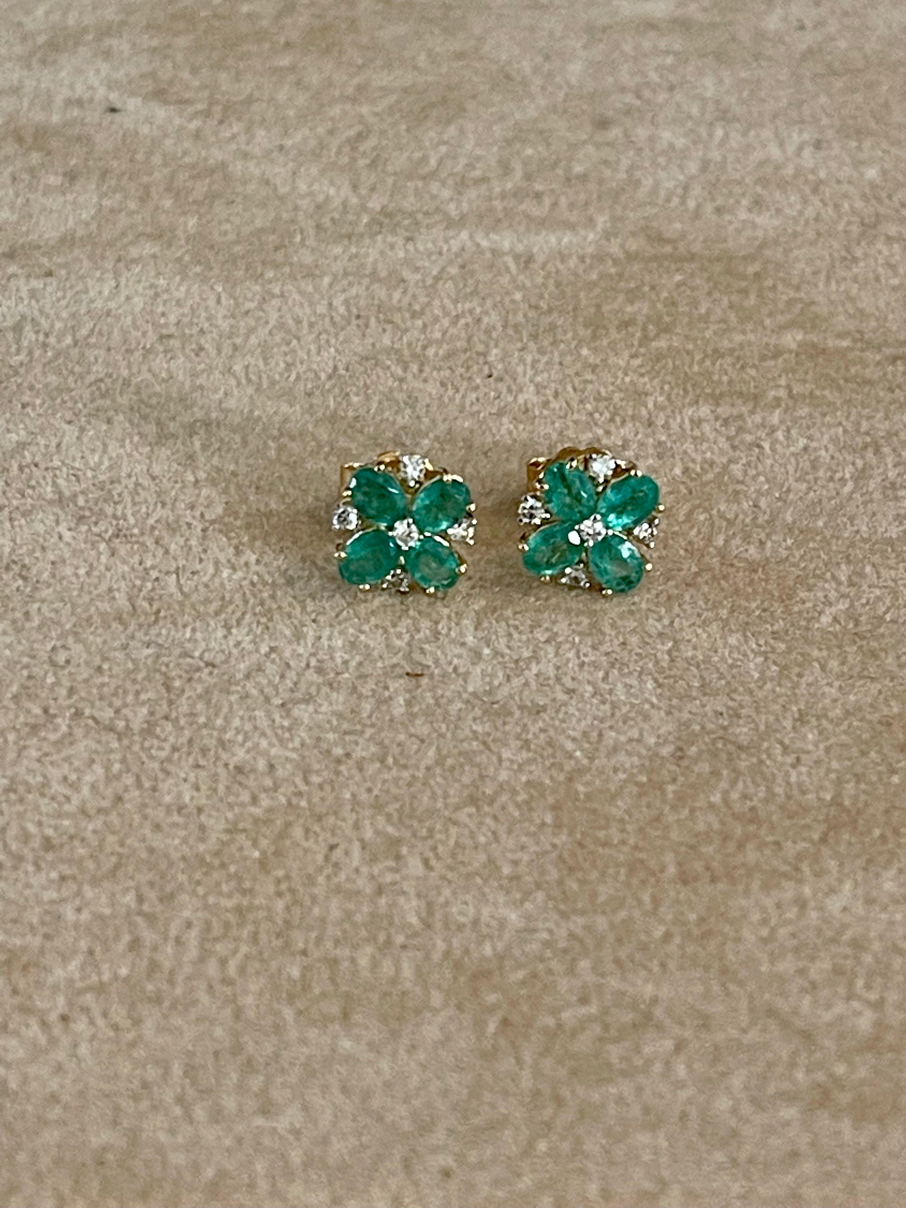 emerald flower earrings